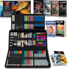 154PCS Artists Art Supplies – Drawing Kit with 6 Sketchbook,Tutorial,Coloring Pa