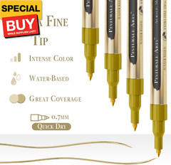 4 Gold Paint Pen Fine Tip | Set 4 Gold Acrylic Paint Pen | Extra Fine Tip 0,7mm