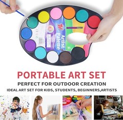 TBC Crafts Watercolor Paint Set 36 Water Color W 3 Individual Palettes Non Toxic