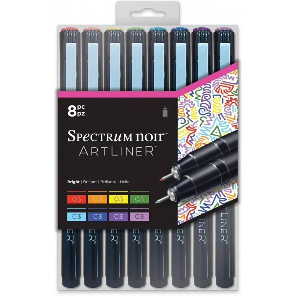 Spectrum Noir Art Liner Bright Brush Tip 8pc New