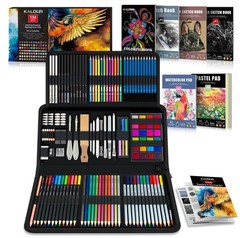 154PCS Artists Art Supplies – Drawing Kit with 6 Sketchbook,Tutorial,Coloring…