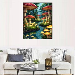 Mushroom Paint by Numbers Kit for Adults DIY Canvas Art 16×20 Inch Decor