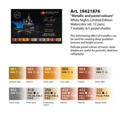 12 Watercolor Paint White Nights® Travel Set METALLIC + PASTEL Palette RUSSIA