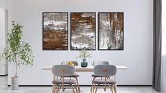 Large Framed Canvas Wall Art – Rustic Brown and White Abstract Pictures for L…