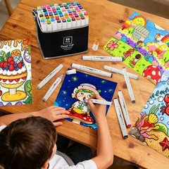 Alcohol Markers Set 80 Colors, Dual Tip Art Markers Alcohol Based, Chisel & F…