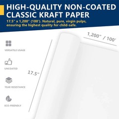 Perkhomy White Craft Paper Roll 17.5″ X 1,200″ (100′) Kraft Easel Paper for Kids