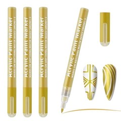 4-Pack Nail Art Pens, 0.7mm Fine Tip Nail Art Markers for Painting Nails, Gold