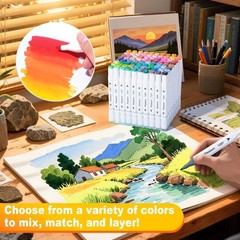 Alcohol Art Markers, 80 Colors Fine & Chisel Dual Tip Marker Set, Permanent A…