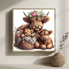 Highland Cow Flower Paint By Numbers DIY Wall Art Decoration Gift Kit