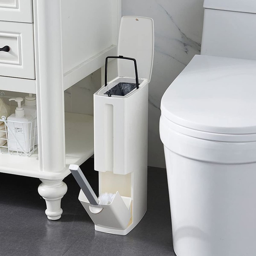 Slim Bathroom Trash Cans with Lid 4.4 Inches Wide/0.7 Gallons(3 Liters),Small…