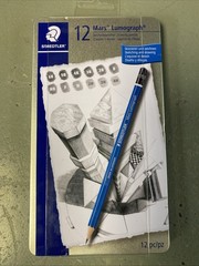 Staedtler Mars Lumograph Drawing Pencils, 12 Pack in Case *Dented*