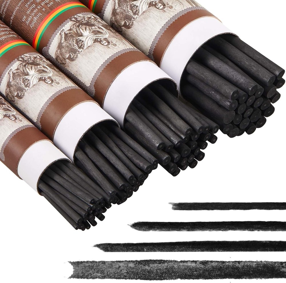 100 Pcs Willow Charcoal Sticks Willow Charcoal Artists Beginners Students
