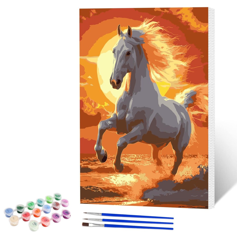 NAIMOER Horse Paint by Numbers Kits for Adults Beginner 8 x 12 inches,