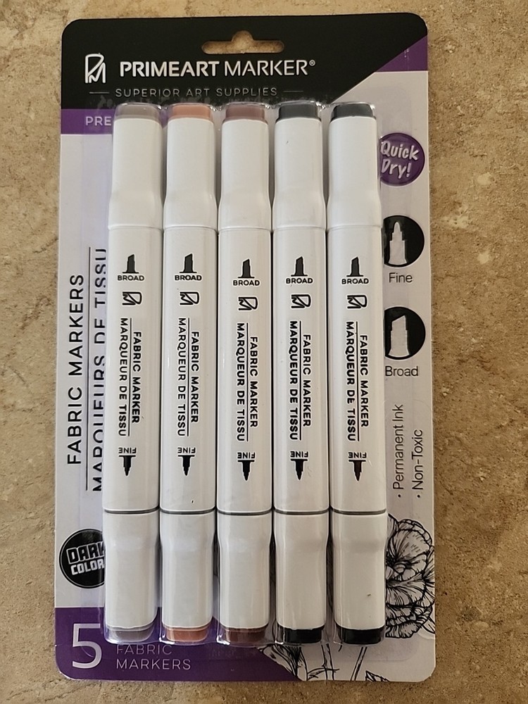 5 Dark Colors Fabric Markers Permanent Paint Pens With Dual Tips Clothing Shoes