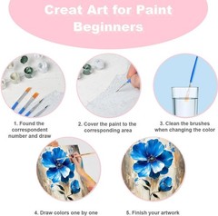 4 Pack Paint by Numbers Kit for Adults Beginners Framed – Flowers Adults Pain…