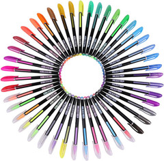 Glitter Gel Pen Set 48 Pack Pastel Neon Metallic for Adult Coloring Journaling