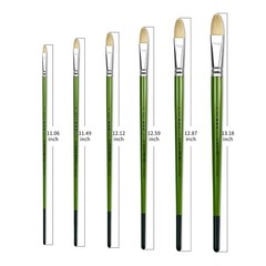 XDT#515 Filbert Art Brush 6 Pc #2# #6#8#10#12 Set Pure Hog Bristle Acrylic Oil