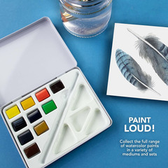 Daler-Rowney Mini Half Pan Travel Tin, 12 Piece Set, Colors May Vary