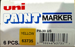 Uni-Paint 63735 PX-30 Oil-Based Permanent Marker, Bold Line, Yellow, 6-Pack