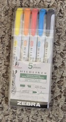 ZEBRA 5 COUNT MILDLINER MARKERS – CHISEL TIP & BULLET TIP – FRIENDLY MILD SET