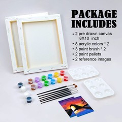 Sip And Paint Kit Pre Drawn Canvas Couples Romantic Sip Paint Full Drill Art