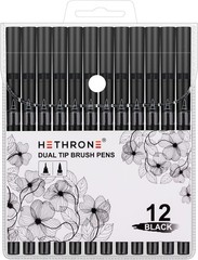 Black Markers for Drawing – Brush Pens with Felt Tips for Artists – Calligrap…