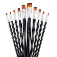 Transon Synthetic Filbert Paint Brush Set 10pcs for 10 PCS, Black