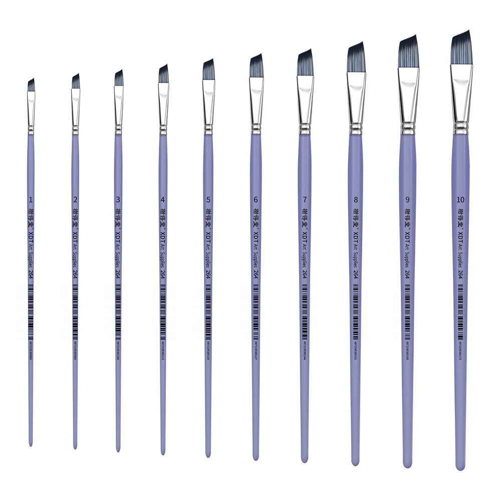 XDT#264 Angular Artist Paint Brush 5 Piece Set Nylon Hair Extra Long