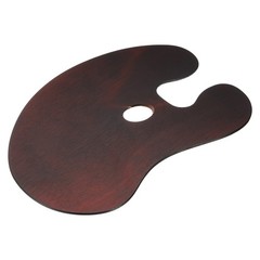 16″x12″ Wooden Paint Palette Wood Painting Color Mixing Oval Paint Dark Brown