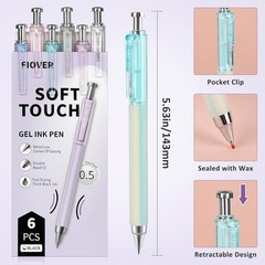 Retractable 6 Pack Gel Pens with Smooth Ink Flow & Soft Grip for Everyday Use