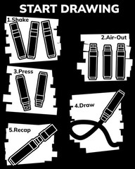 JusArt 4 Black Jumbo Acrylic Markers: Dual Tips (15mm/0.7mm) for Multi-Surface
