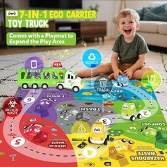7-in-1 Toddler Truck Toys for 2 3 4 5 Year Old Boys – 17″ Longer Transport Ec…