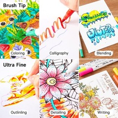 Fineliner & Brush Dual Tip Marker Set – 120 Colors