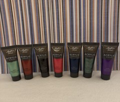 MASTERS TOUCH ACRYLIC PAINT-INTENSE COLORS-4 TUBS 4.1 FL.-7 TUBES-0.74 FL.OZ NEW