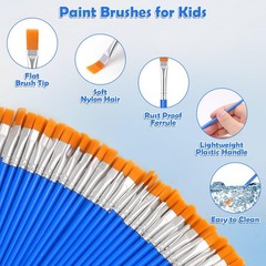 126 Pcs Flat Paint Brushes for Acrylic Painting, Small Small, Blue