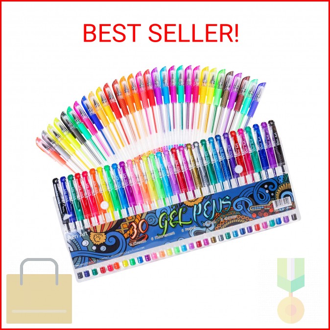 Aen Art Gel Pens for Adult Coloring Books, 30 Colors Fine Point Gel Marker Pen w