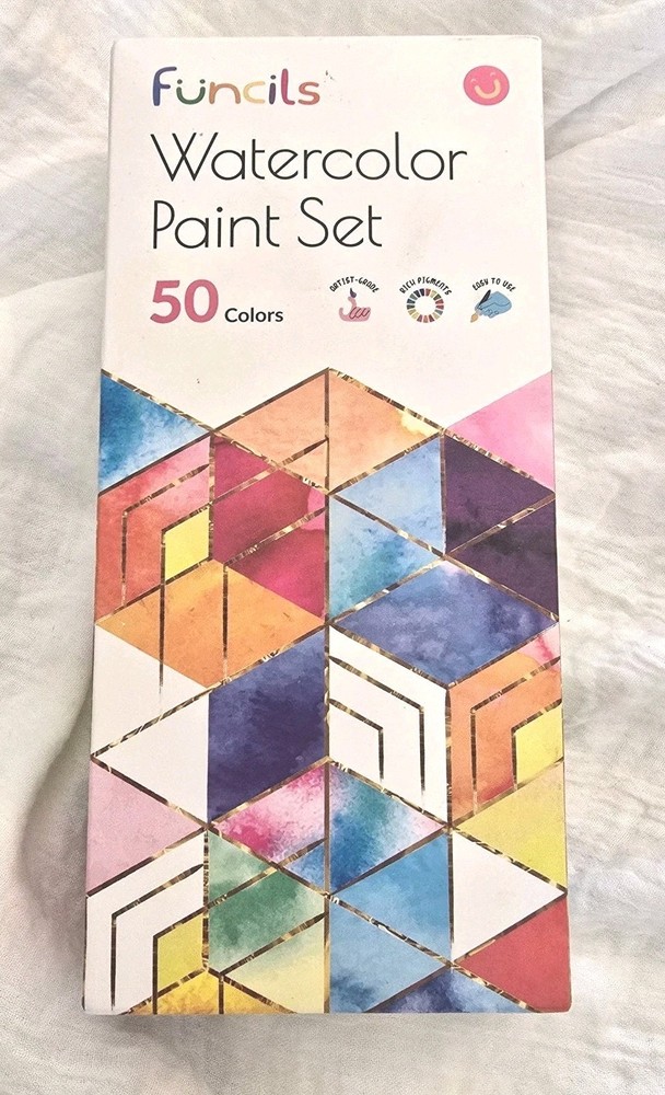 Watercolor Paint Set New In Box 50 Colors Brushes Metal Case And Paper
