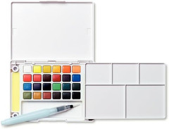 XNCW-24N, 24 Assorted Watercolors Field Sketch Set with Brush