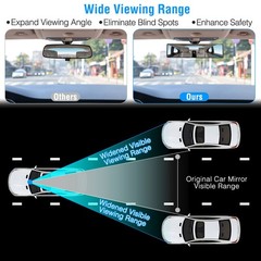 Car Rearview Mirror 11.4in Interior Clip-on Curve Convex Panoramic Anti-glare