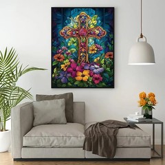 Cross Flower Diamond Art Kits for Adults, 5D Diamond Painting Kits for Adults Be