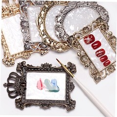 2 Pcs Gold Nail Art Palette Mixing Polish Color Tray Set