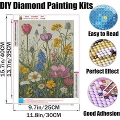 Flowers Diamond Painting Kit 5D 12 x 16 Inch DIY Floral Craft