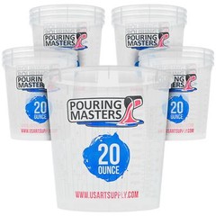 12 Pouring Masters 20 Ounce (600ml) Graduated Plastic Paint Mixing Cups, Measure