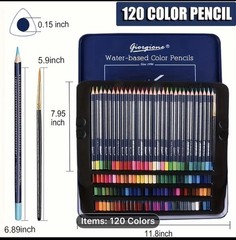 120 Giorgione Triangular Barrel Watercolor Pencils in Metal Box NEW Ship Incl