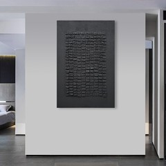 NANKAI Art Hand-painted 45×30 inches Black thick Texture Abstract art Oil pai…