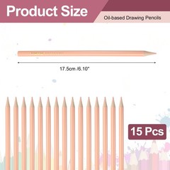 15PCS Colored Pencils Set Wooden Oil Based Colored Drawing Pencil Beige