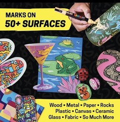 Posca Acrylic Paint Art Markers, Set of 12 Extra Fine Point Thin P