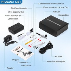 50 PSI Dual Action Clog Resistant Airbrush Kit with Air Compressor Set