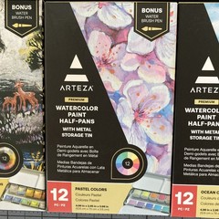LOT OF 72 ARTEZA Half Pans Metal Storage Tin + watercolors Travel Sets 297LP