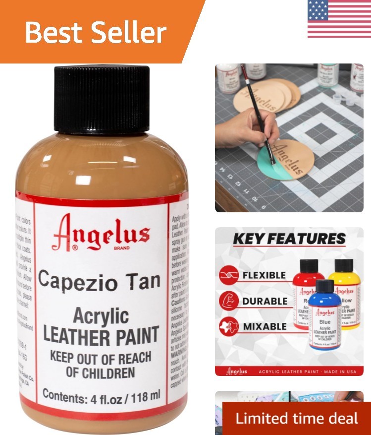 Capezio Tan Acrylic Leather Paint – 4 Fl Oz Metallic Finish for Restoration